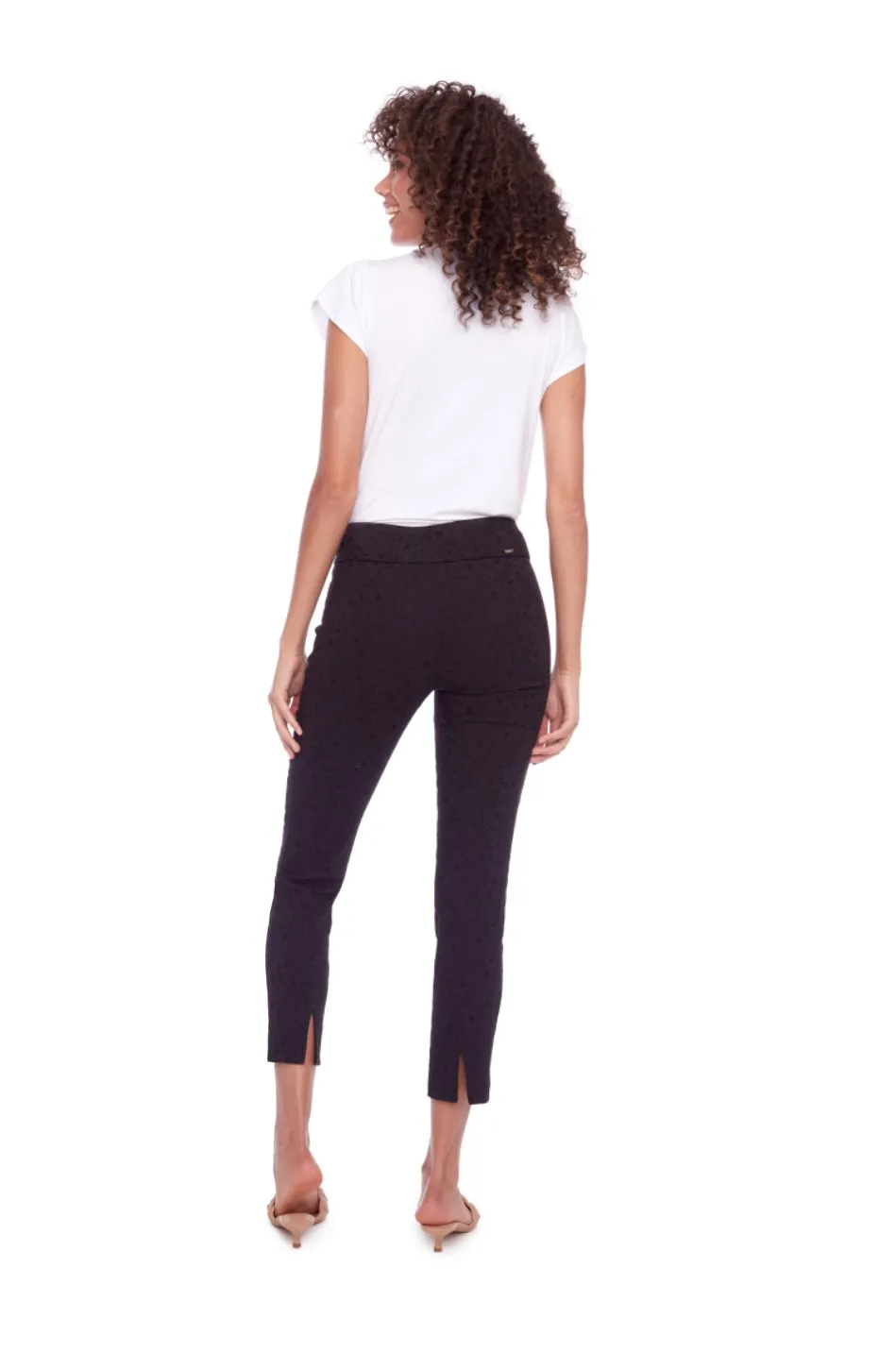 68108 Black Back Slit Ankle Stretch Pant