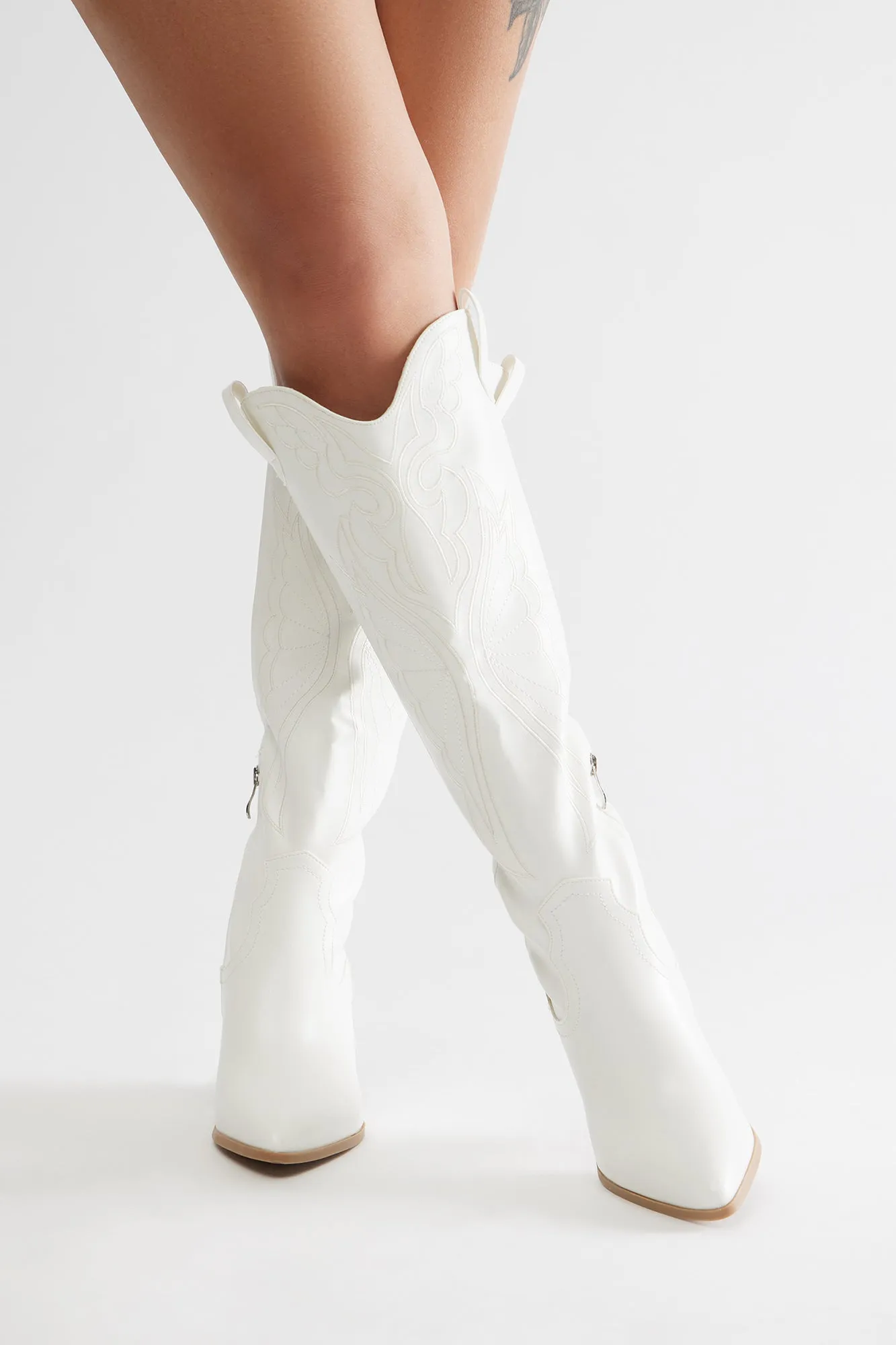 Always A Good Time Knee High Boots - White