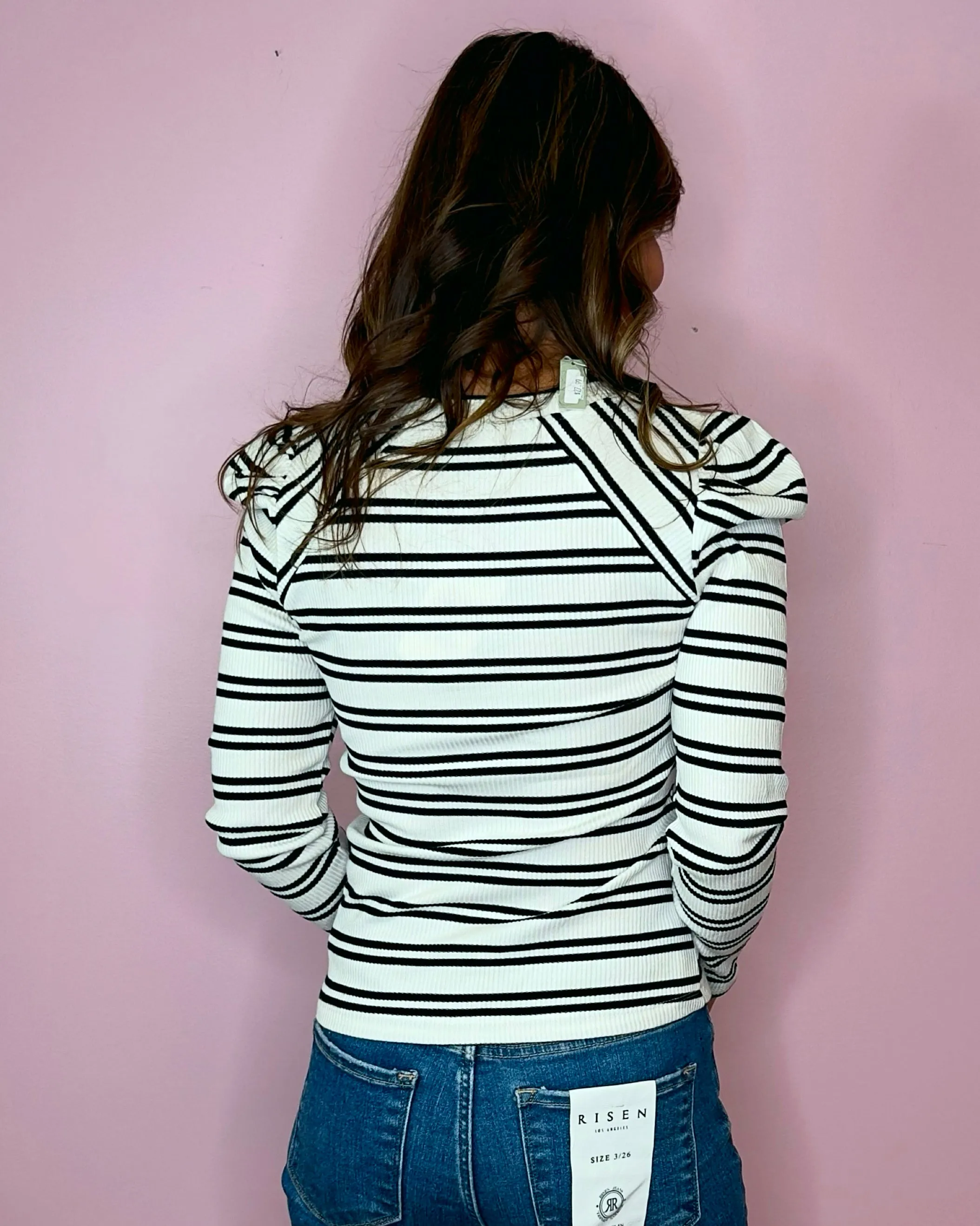 Anytime Black and White Stripe Top