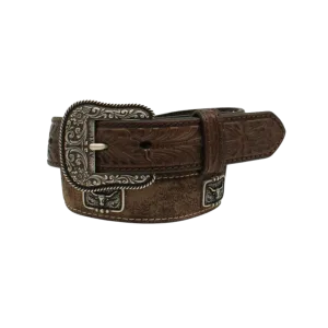 Ariat Kid's Longhorn Head Concho Brown Belt