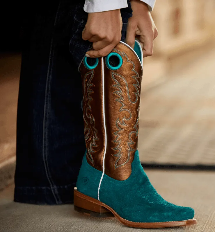 Ariat Women's Futurity Boon Ancient Turquoise Roughout Cowgirl Boots 10044399