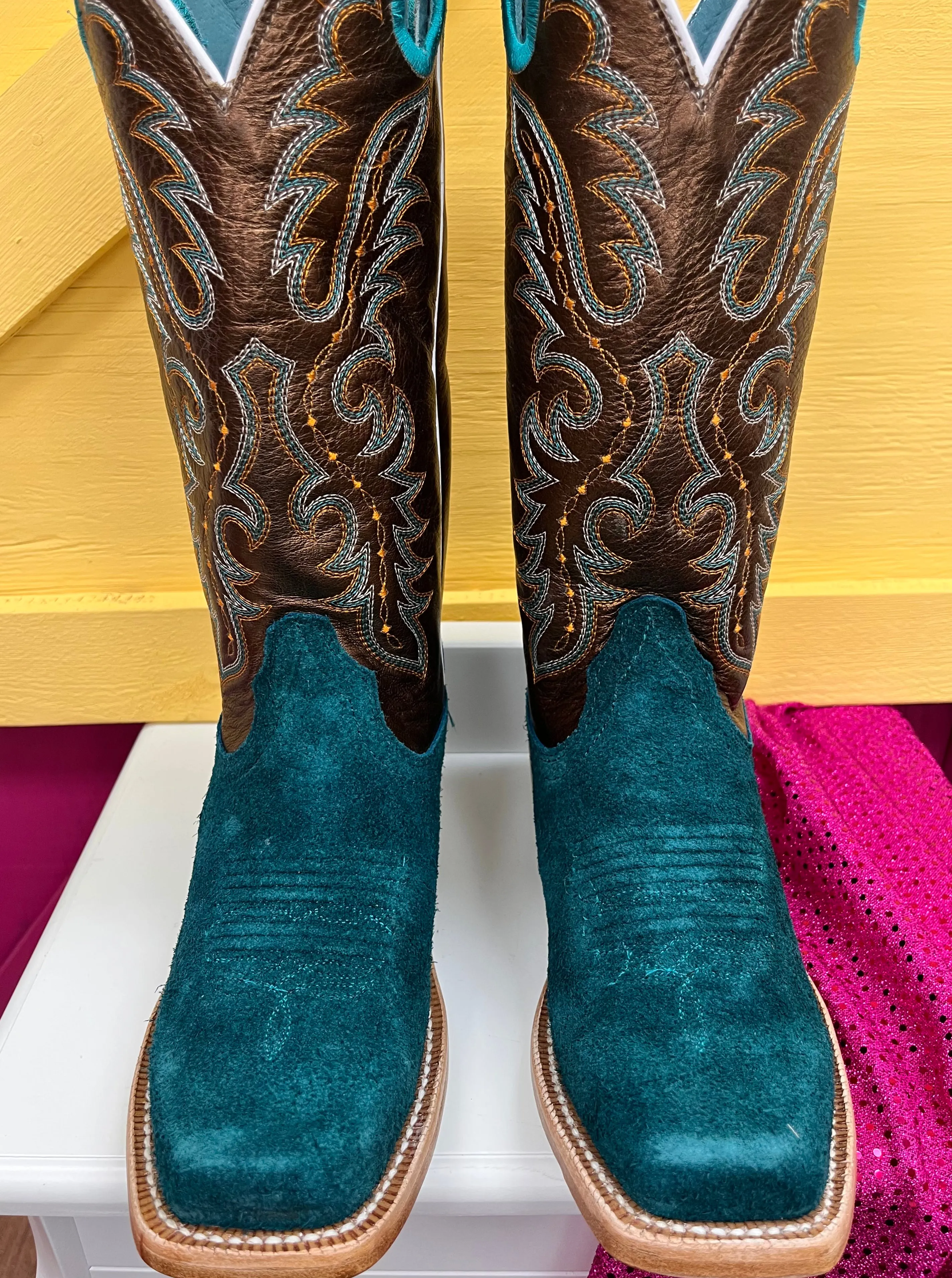 Ariat Women's Futurity Boon Ancient Turquoise Roughout Cowgirl Boots 10044399