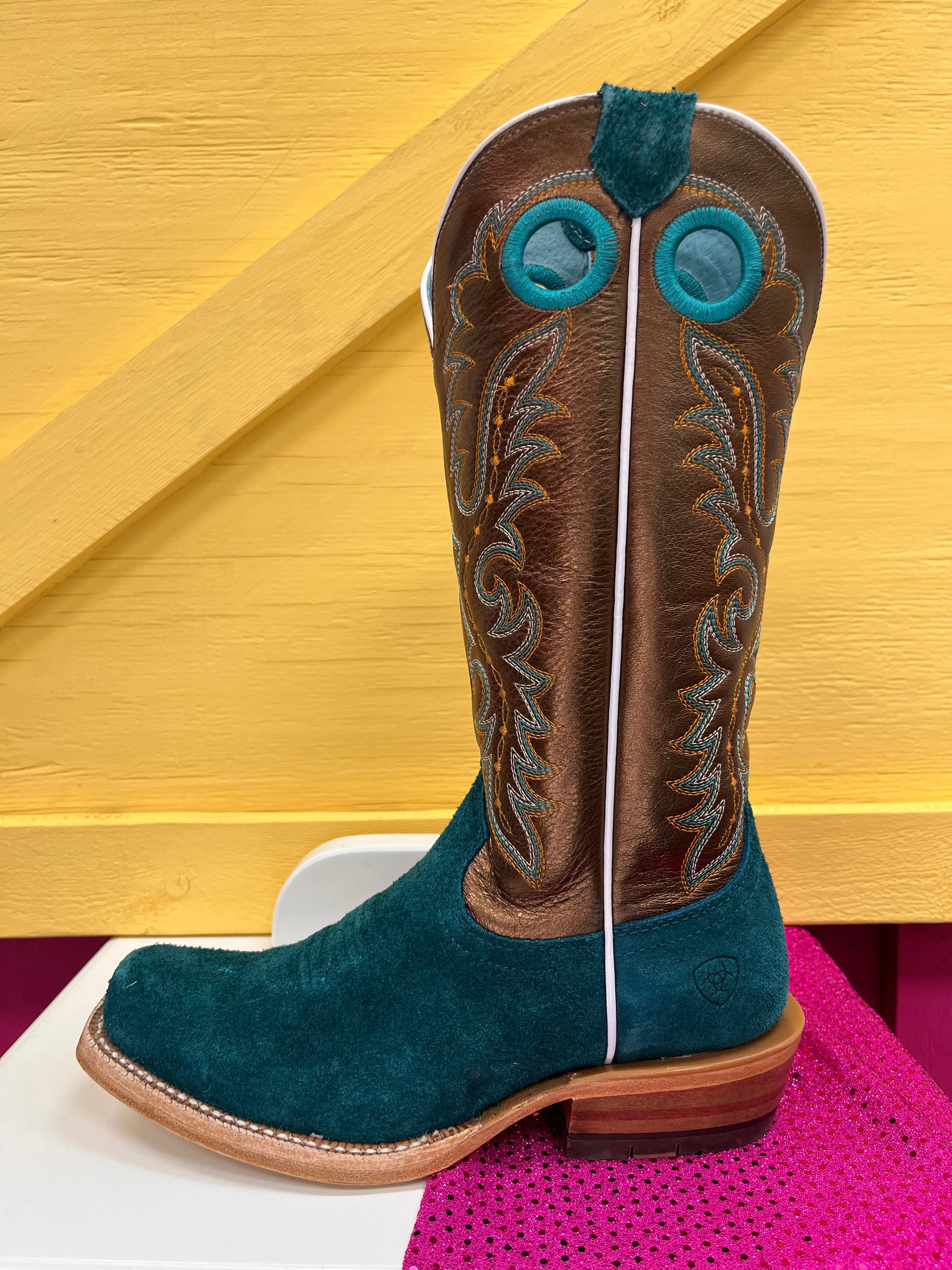 Ariat Women's Futurity Boon Ancient Turquoise Roughout Cowgirl Boots 10044399