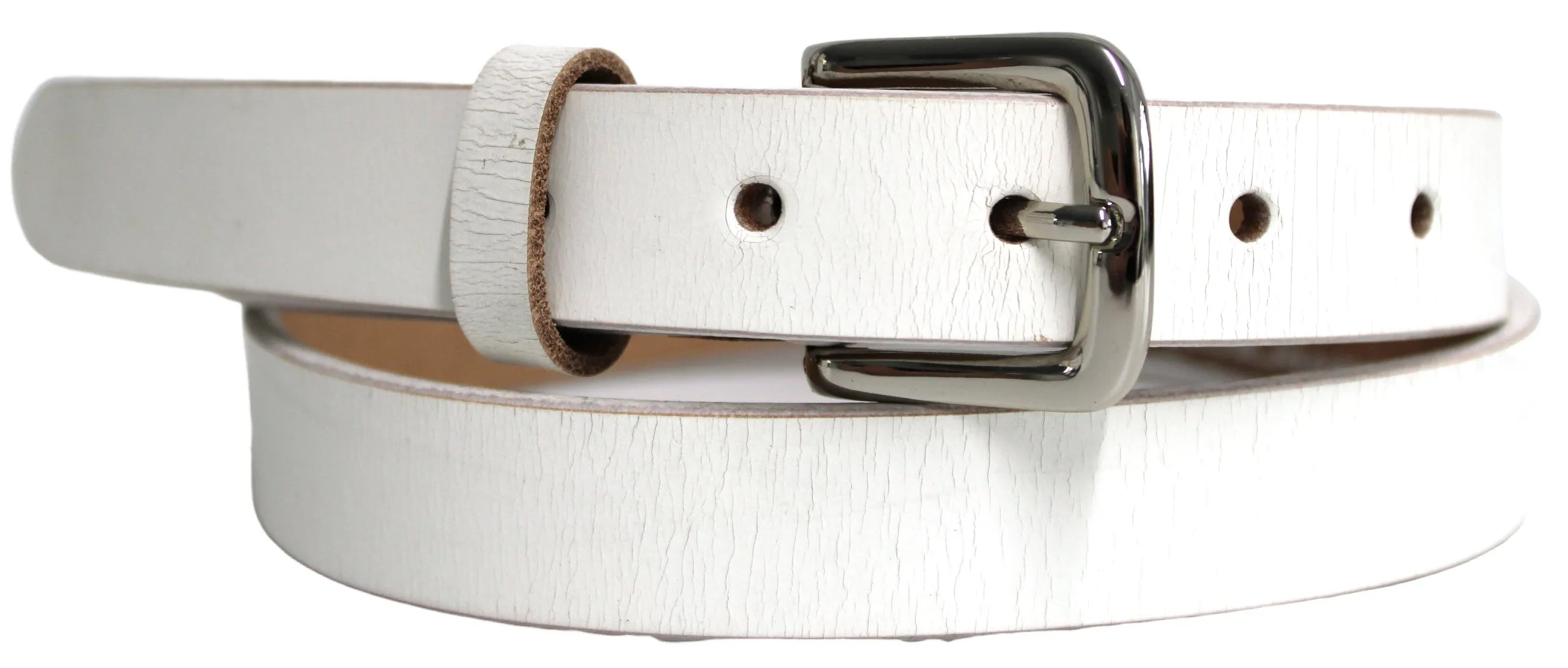 Australian made Genuine Leather Belt 25 mm Width. Colour: White.