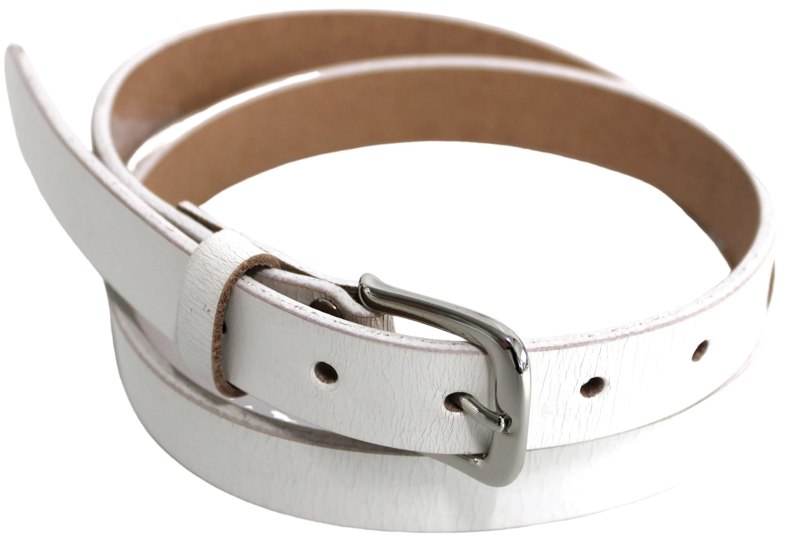 Australian made Genuine Leather Belt 25 mm Width. Colour: White.