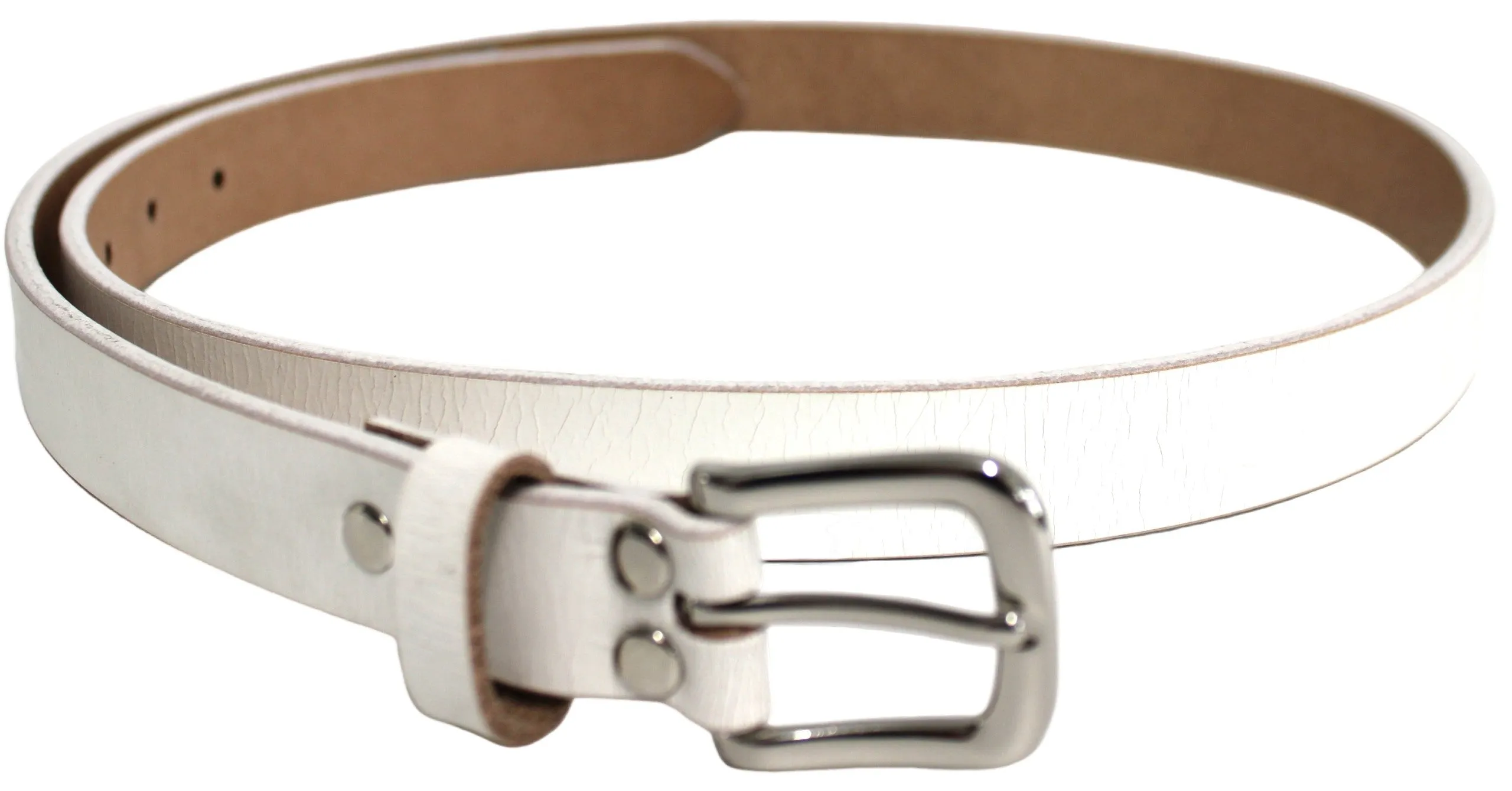 Australian made Genuine Leather Belt 25 mm Width. Colour: White.