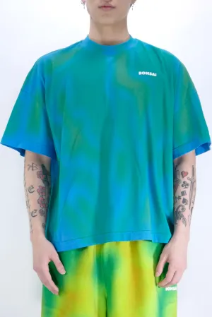 Bonsai Spray Dyed Oversized Tee - Blue/Green