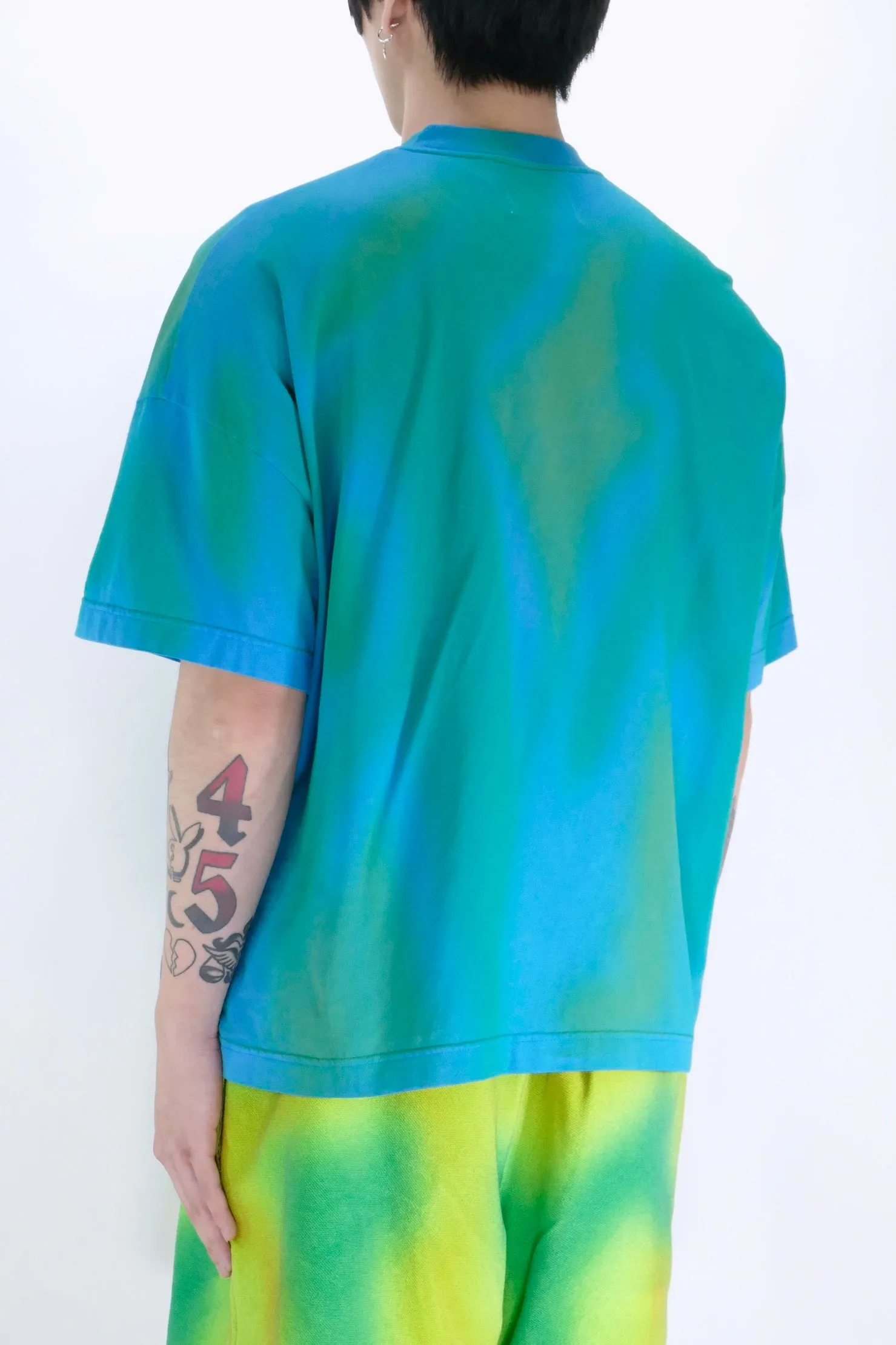 Bonsai Spray Dyed Oversized Tee - Blue/Green