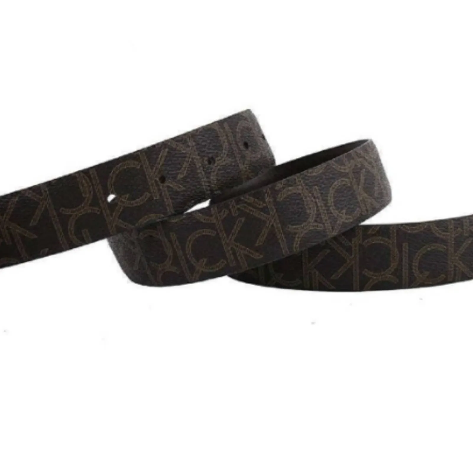 Calvin Klein Ladies Brown Monogram Signature Belt w/ Silver Buckle, NWT!