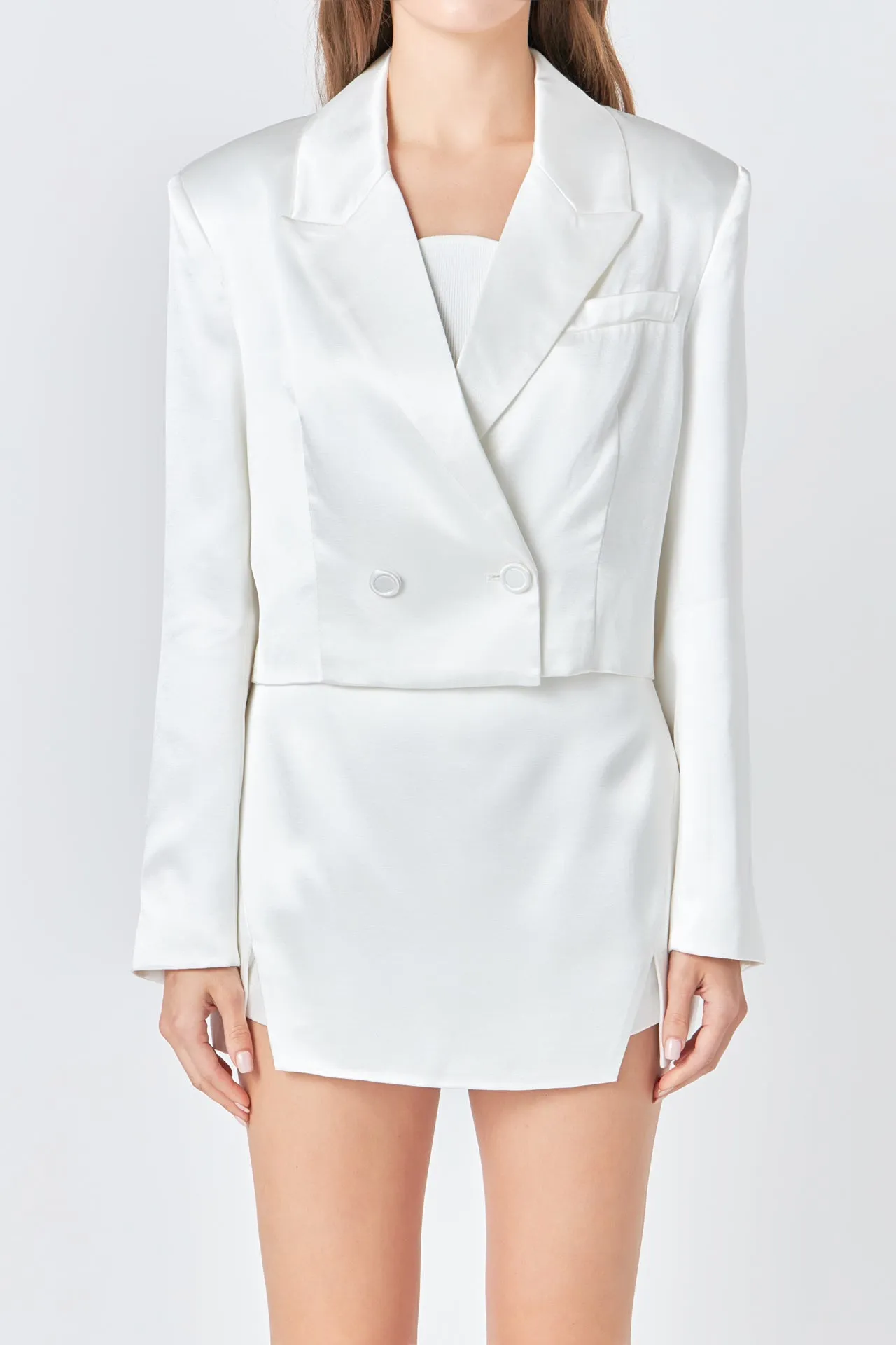 Cropped Double Breast Blazer