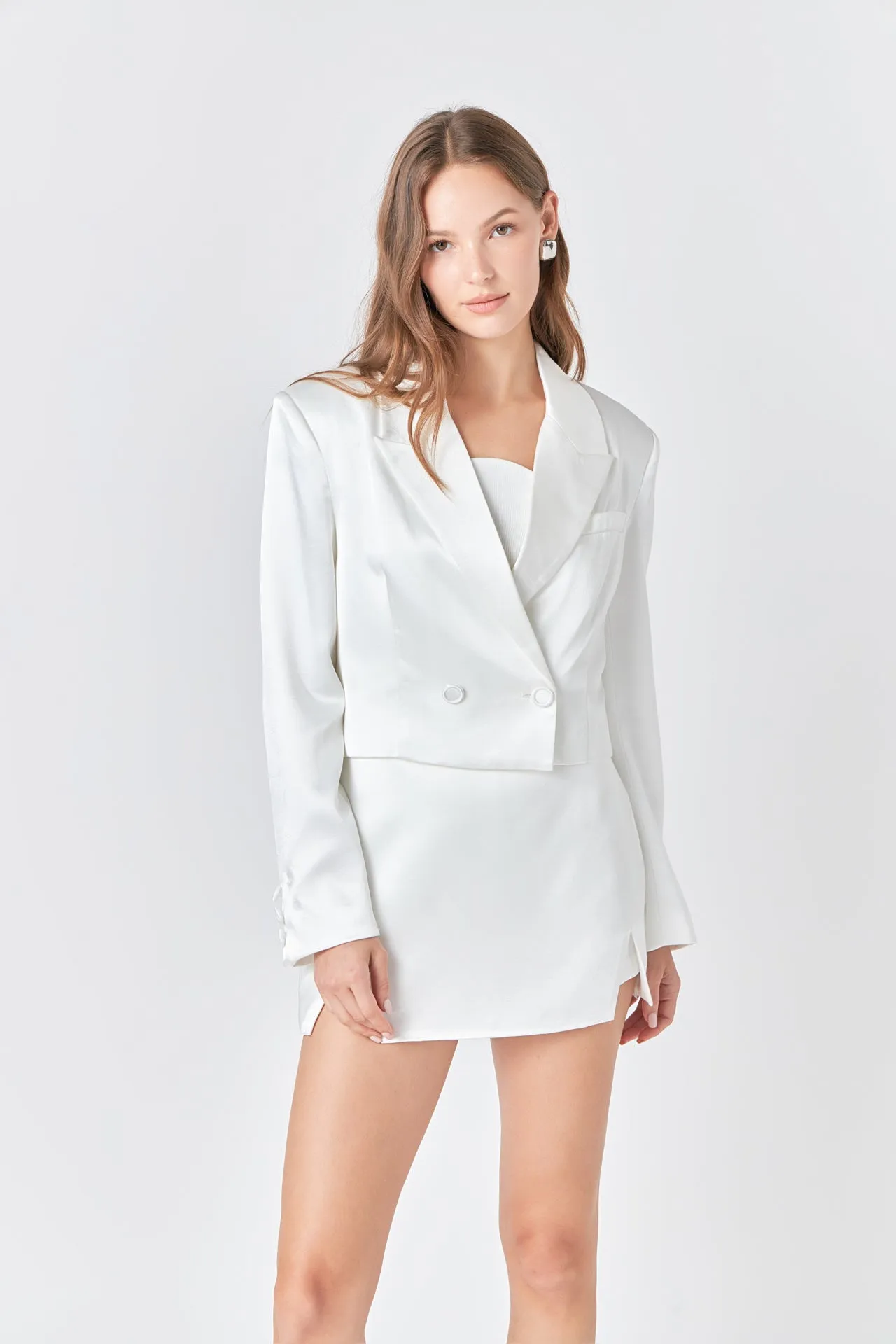 Cropped Double Breast Blazer