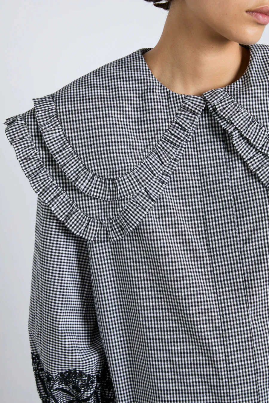 Damson Madder Lois Double Collar Black Gingham Blouse