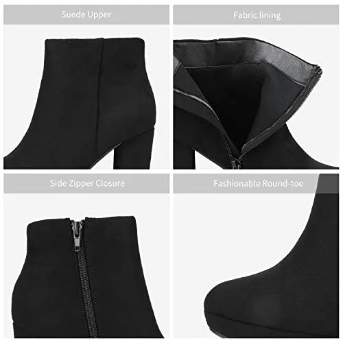 DREAM PAIRS Women's Stomp Black High Heel Ankle Bootie