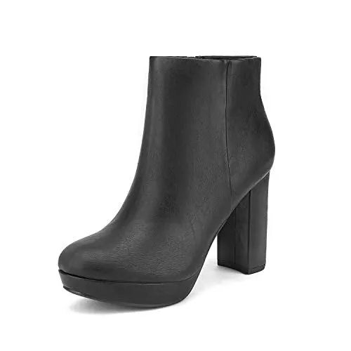 DREAM PAIRS Women's Stomp Black High Heel Ankle Bootie