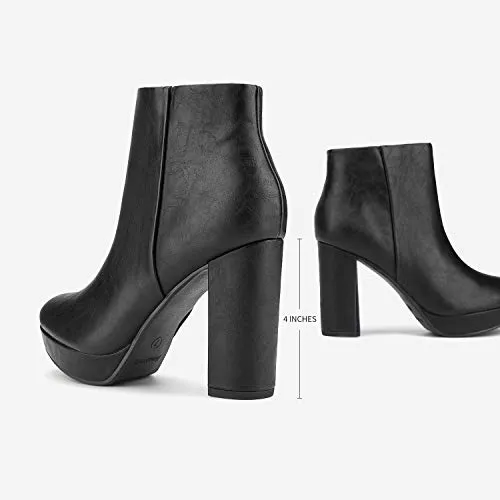 DREAM PAIRS Women's Stomp Black High Heel Ankle Bootie