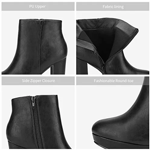 DREAM PAIRS Women's Stomp Black High Heel Ankle Bootie