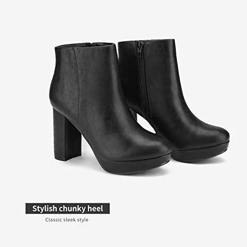 DREAM PAIRS Women's Stomp Black High Heel Ankle Bootie