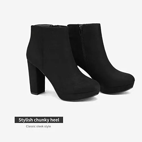 DREAM PAIRS Women's Stomp Black High Heel Ankle Bootie