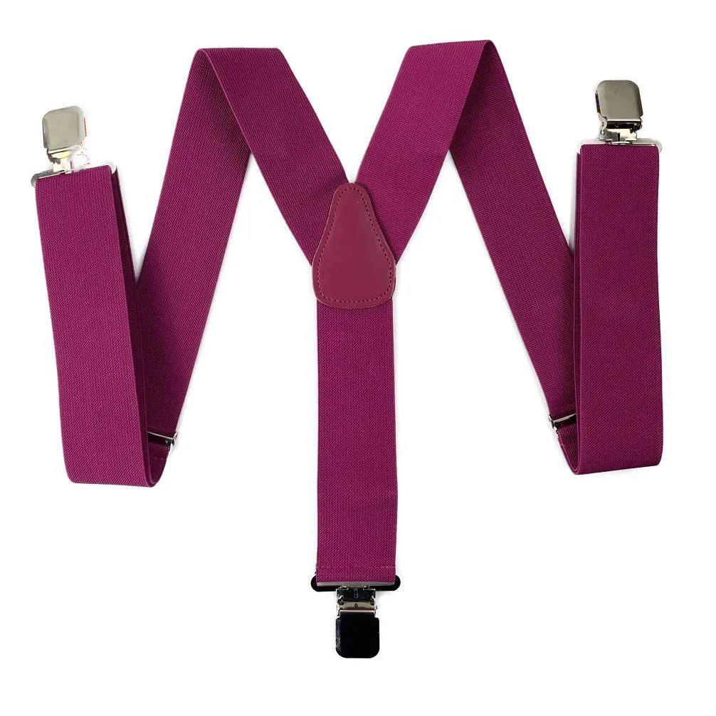 Extra Wide Heavy Duty Adjustable 120cm Magenta Adult Mens Suspenders