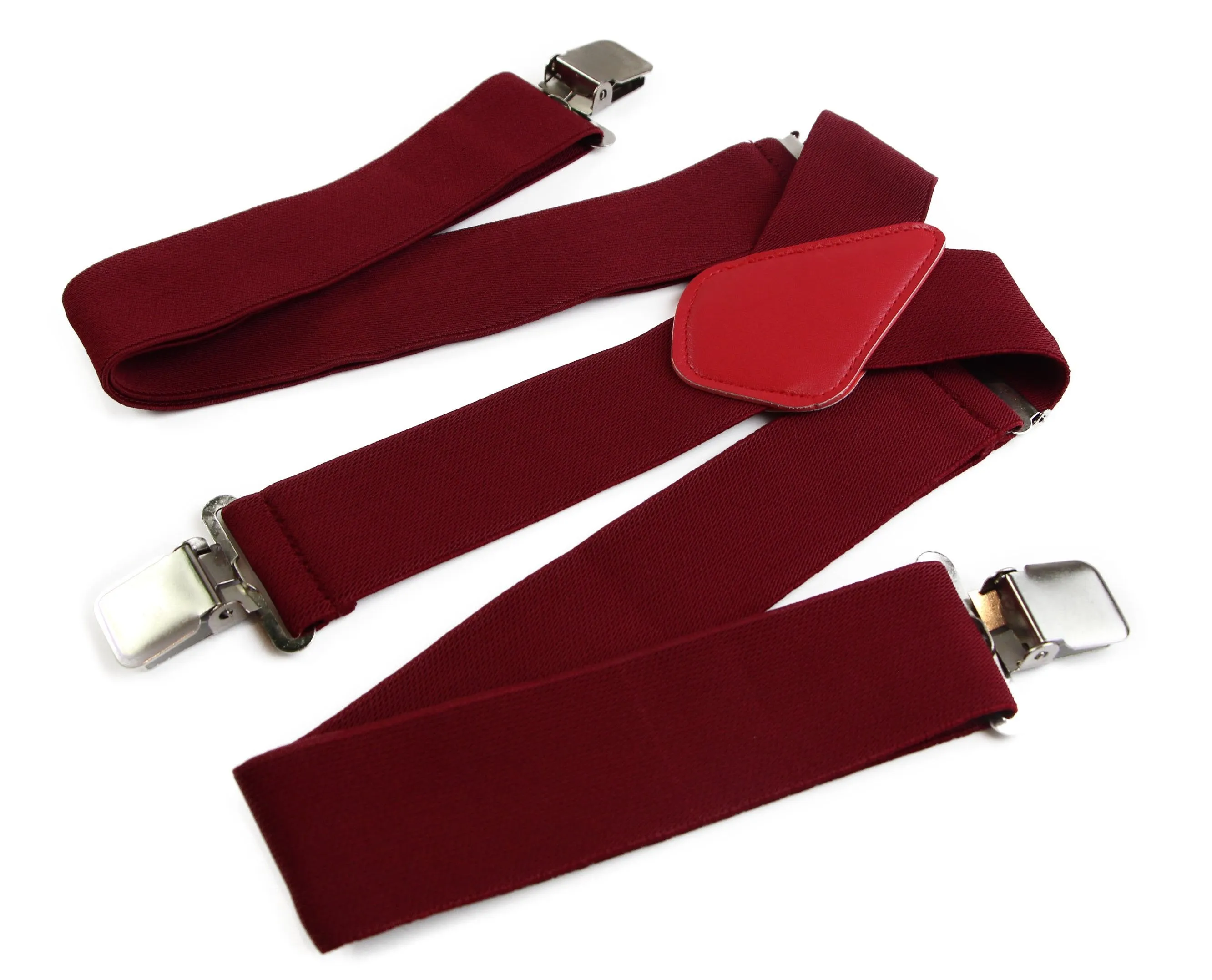 Extra Wide Heavy Duty Adjustable 120cm Maroon Adult Mens Suspenders