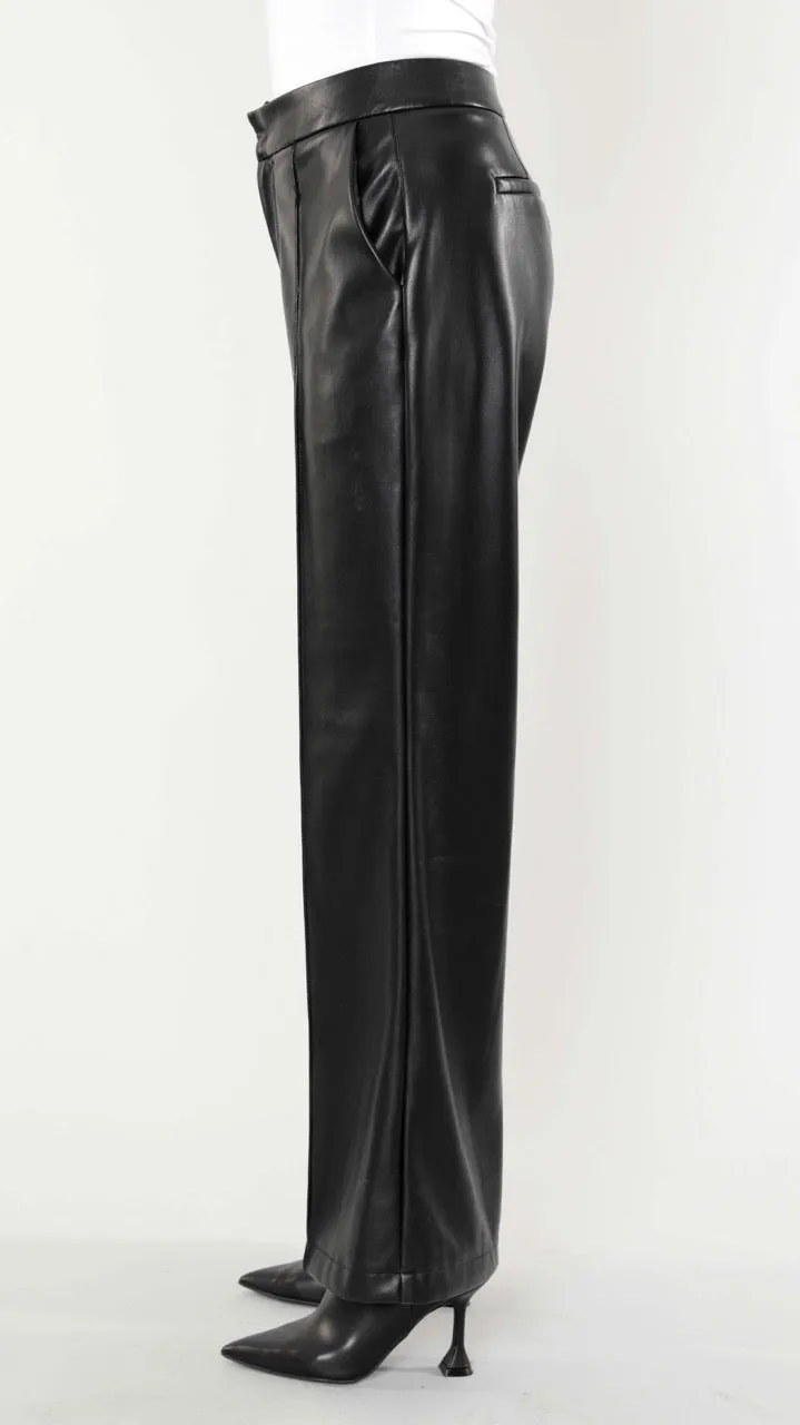 Faux Wide Leg Leather Pants