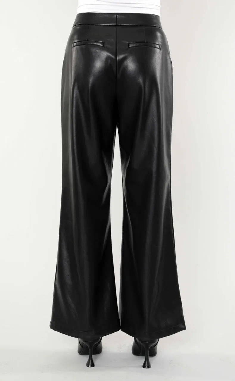 Faux Wide Leg Leather Pants