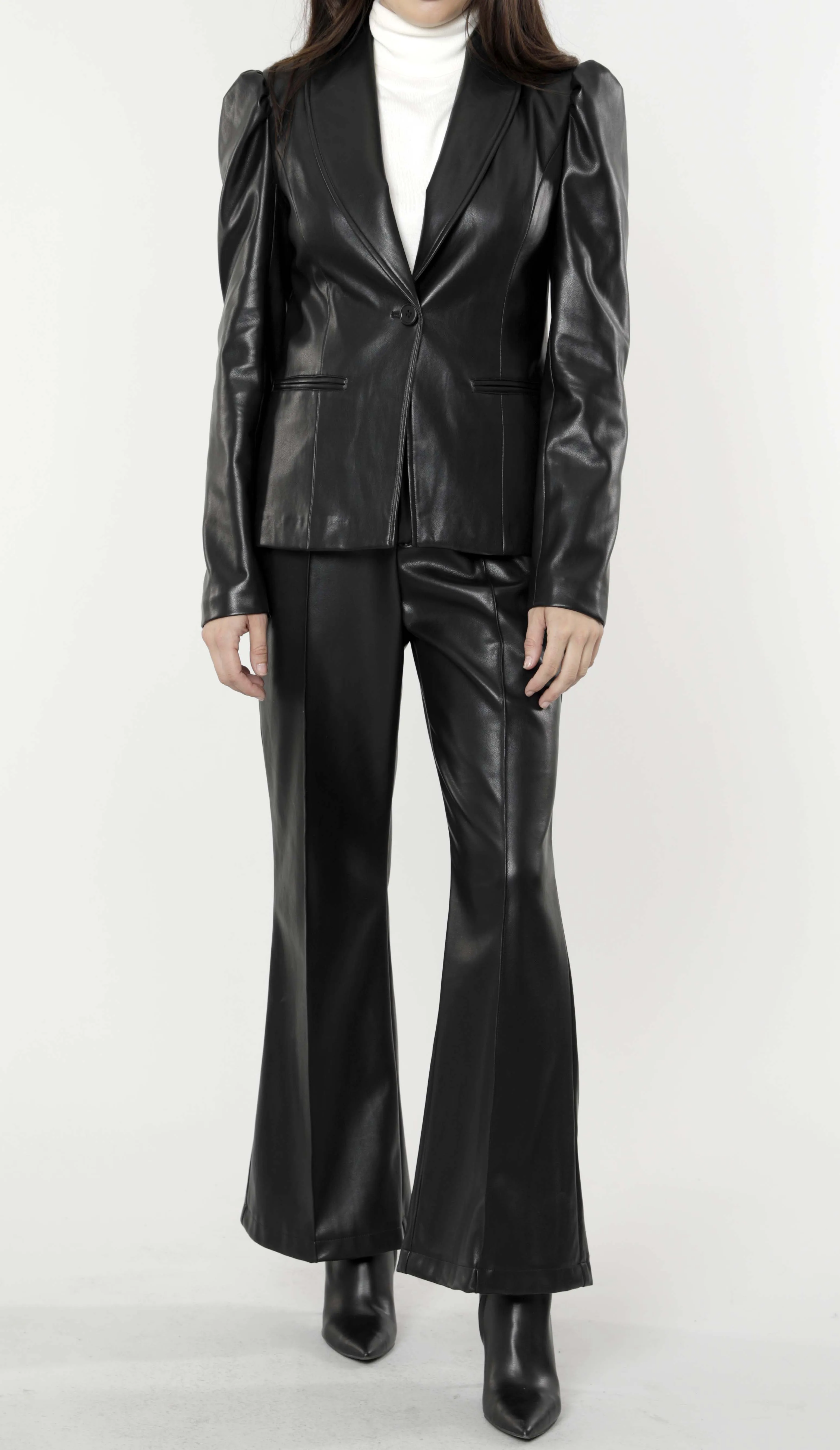 Faux Wide Leg Leather Pants