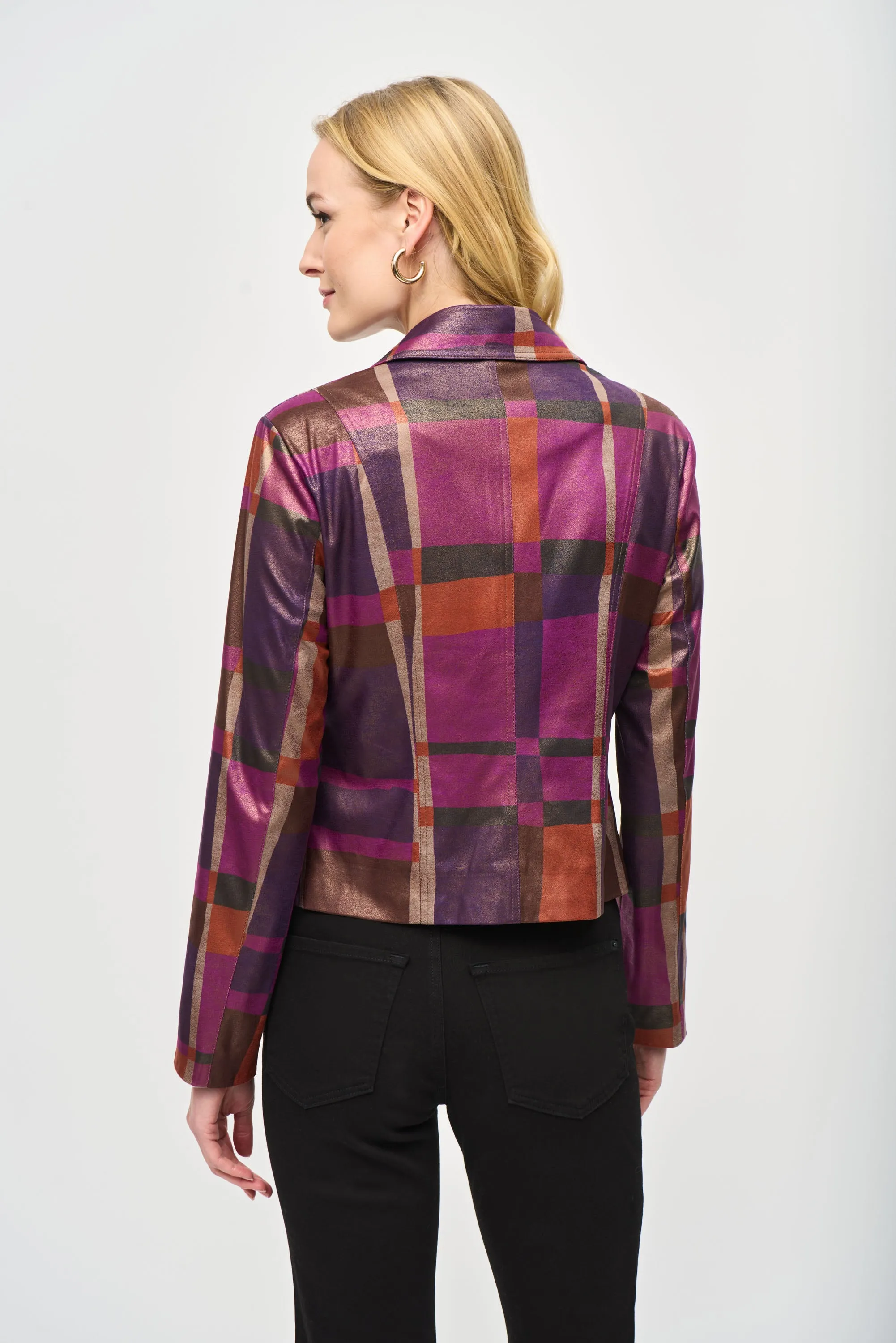 Foiled Print Faux Suede Jacket