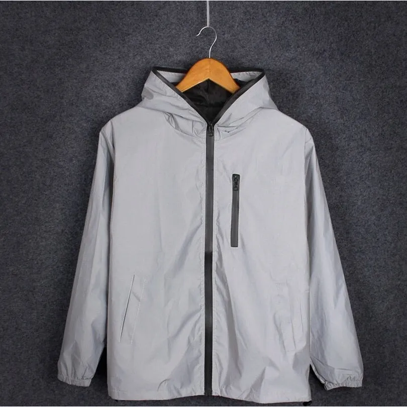 Full Reflective Jacket Light Hoodies Women Jackets Hip Hop Windbreaker