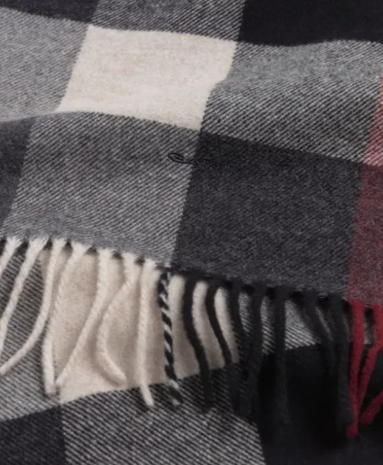 GANT - Multi Check Twill Scarf, Antracit Melange