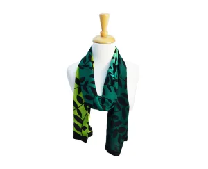 Green/Lime Ombre Leaf Crepe Scarf