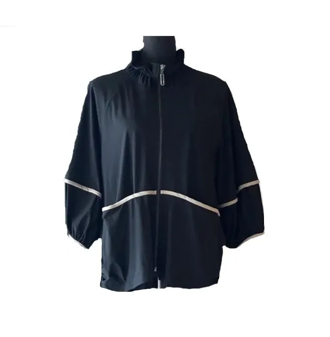 IC Collection Short Zip Jacket in Black/Oyster- 6010J-BK - Size S Only!