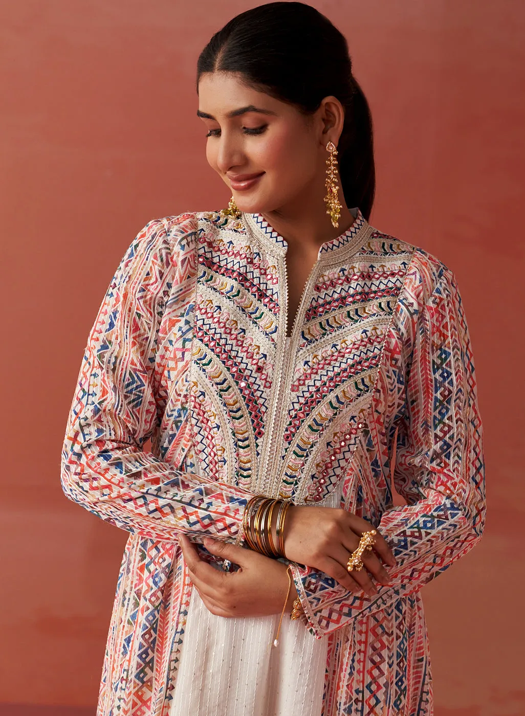 Imara Pink Printed Georgette Kurta Set