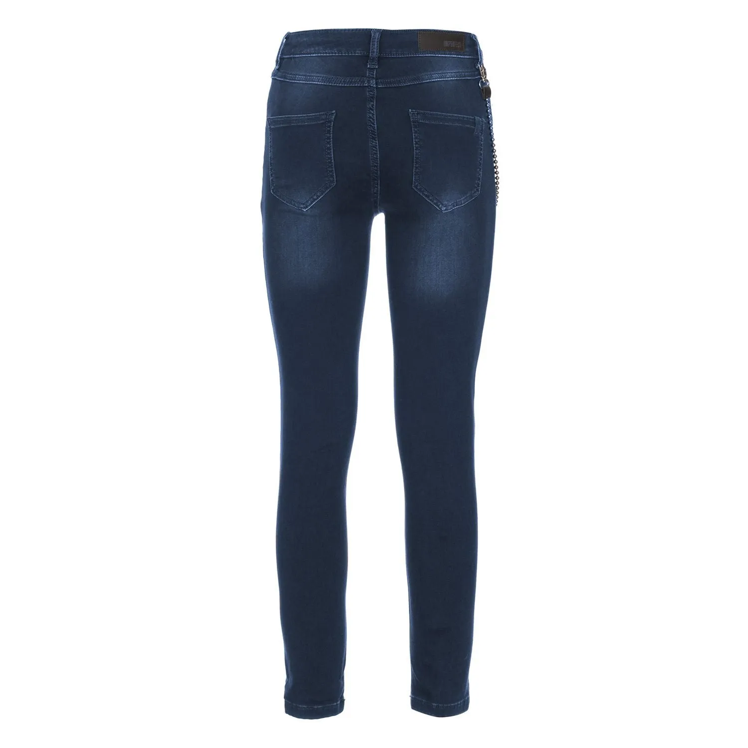 Imperfect Chic Lightly Washed Blue Slim-Fit Jeans with Chain Detail