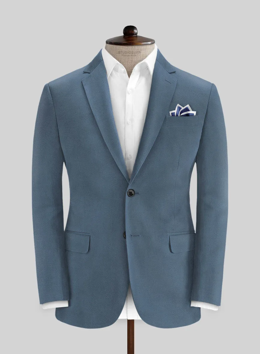 Italian Petrol Blue Cotton Stretch Jacket