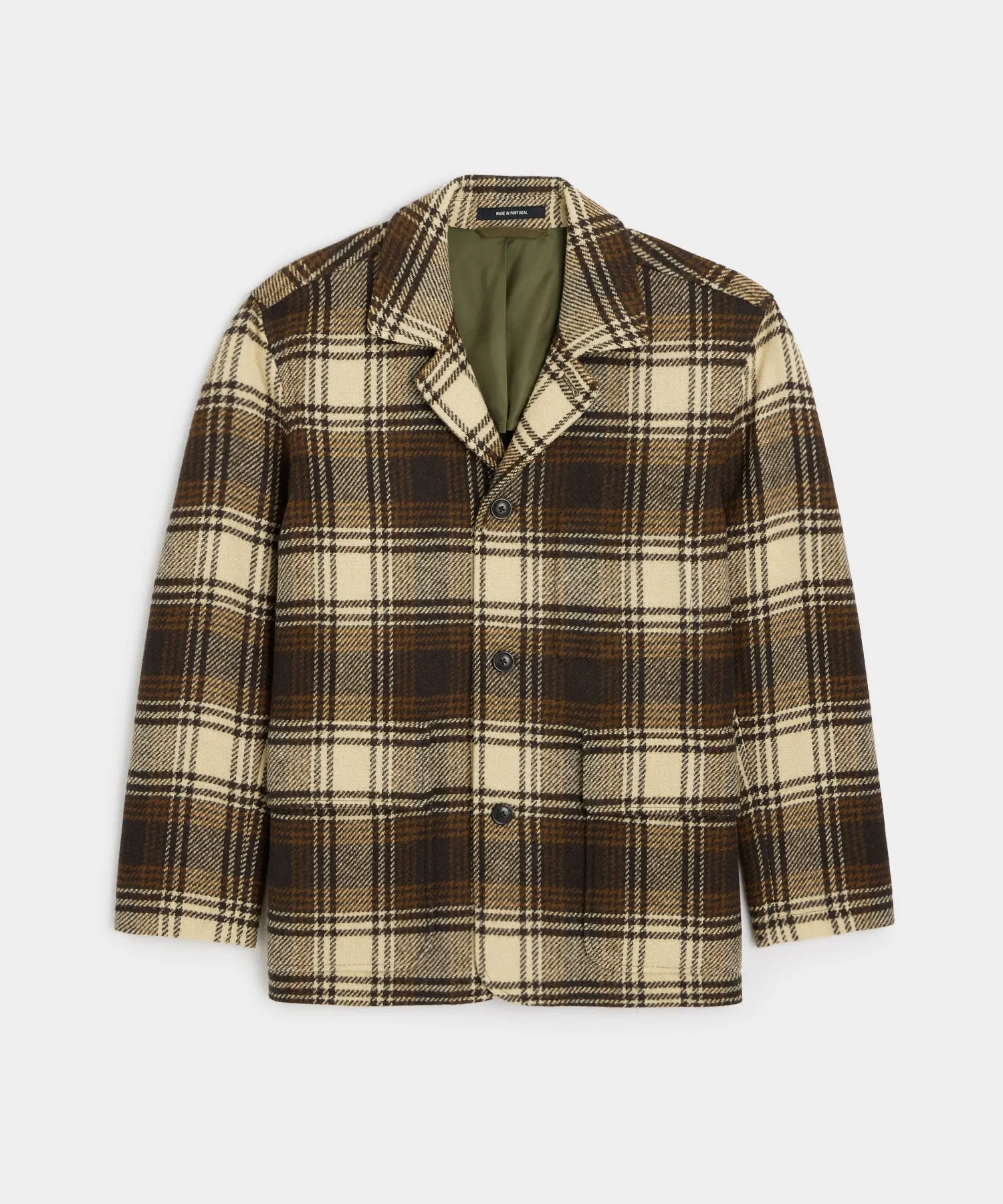 Italian Wool Walking Jacket in Brown Plaid