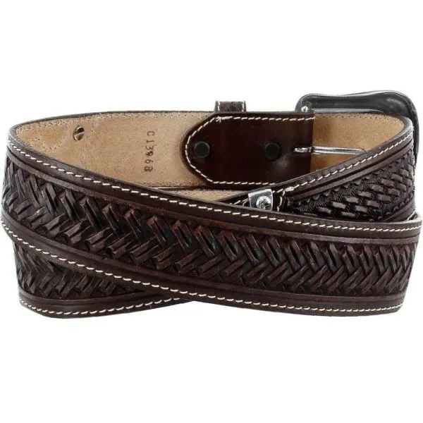 Justin Western Men's Leather Silver Belt