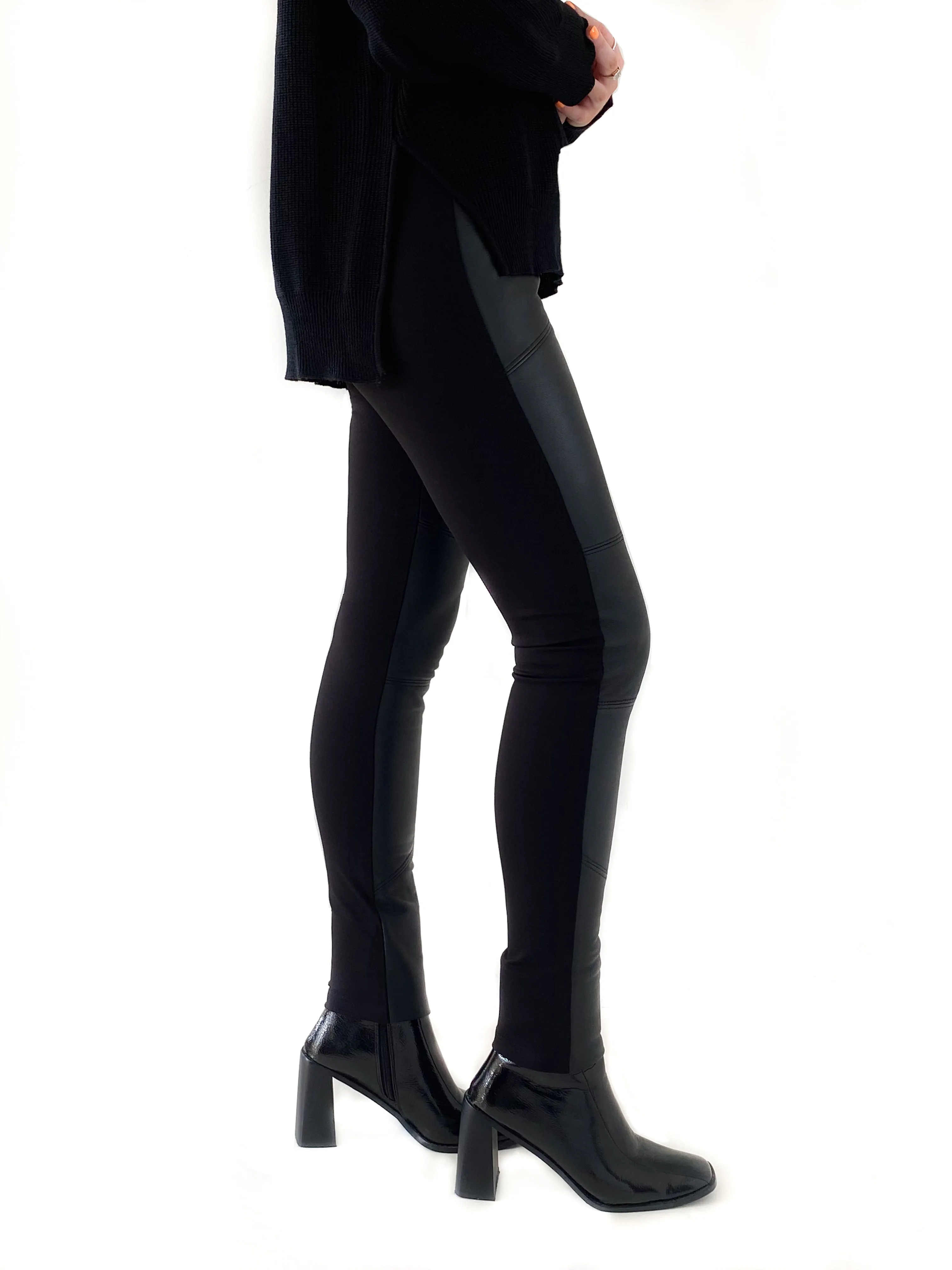 Leather Front Paneled Pant (Charcoal added)