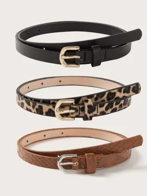 Leopard Print Belt 3-pack