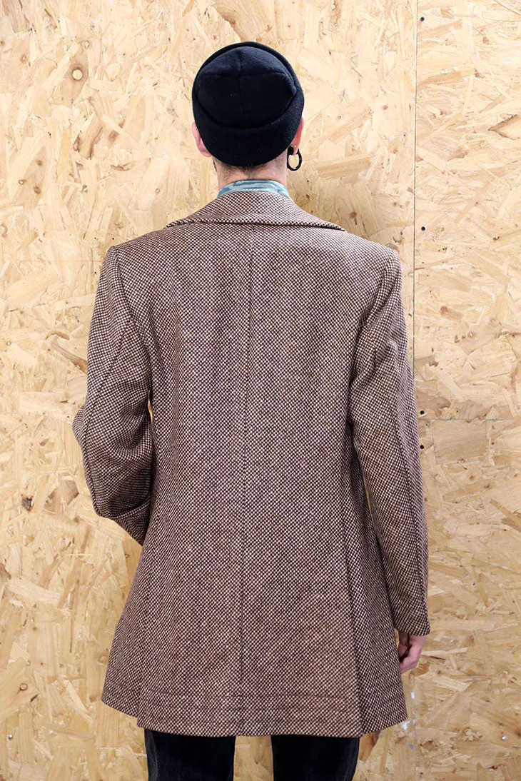 Long Check Tweed Coat