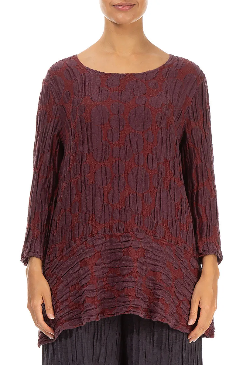 Loose Merlot Circle Silk Linen Tunic