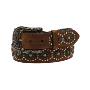 M&f Women's Nocona Western Womens Circular Studs Stones Leather Belt