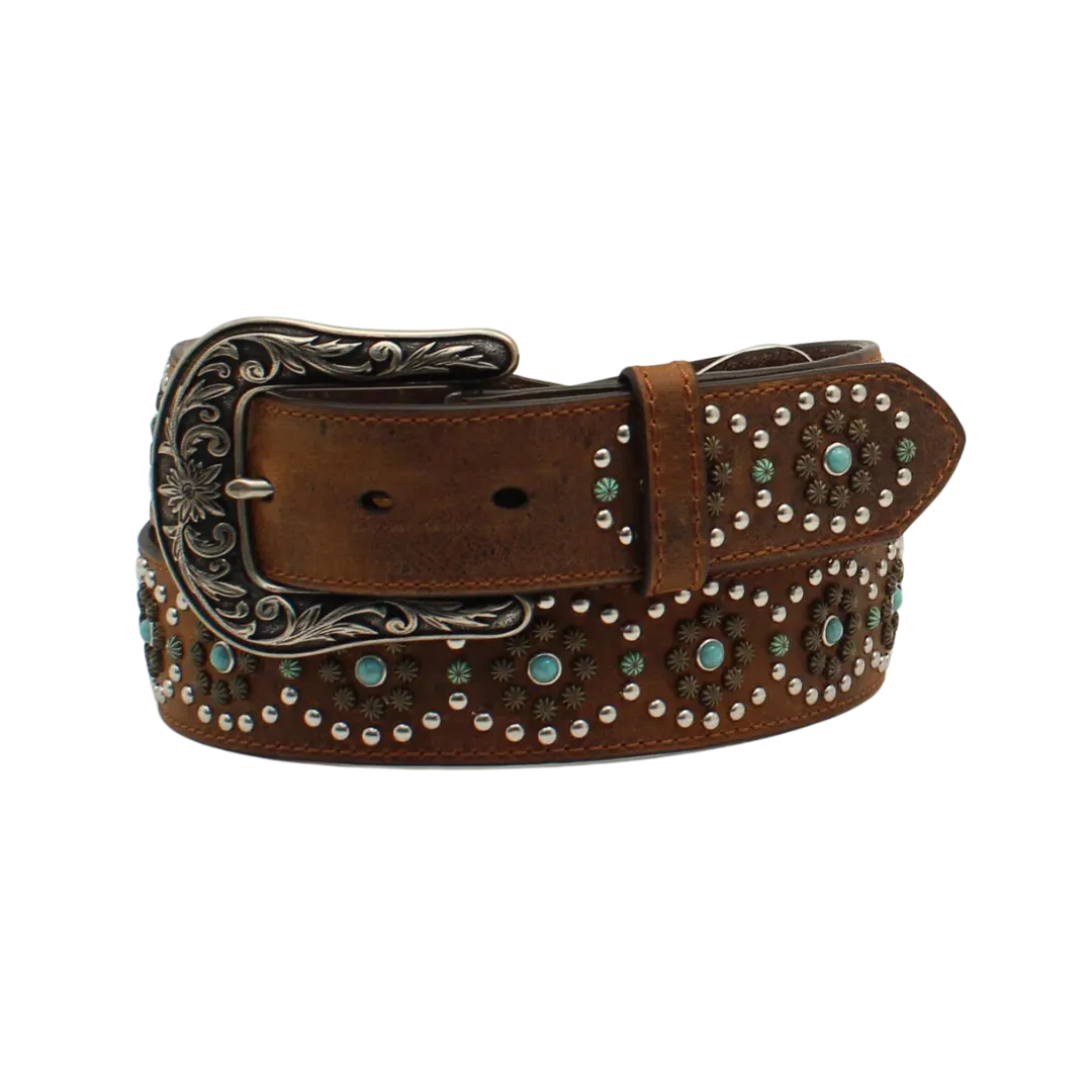 M&f Women's Nocona Western Womens Circular Studs Stones Leather Belt