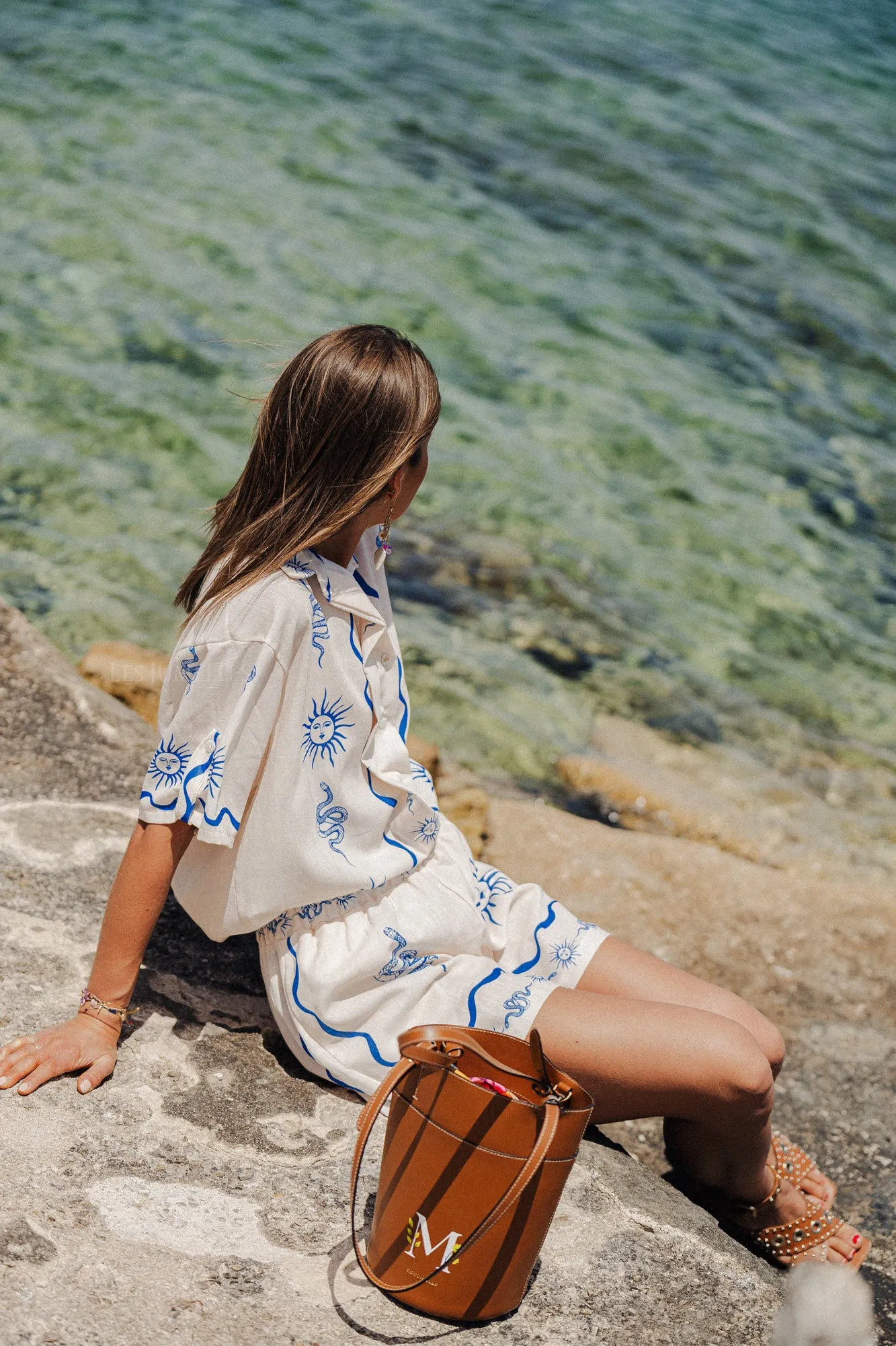 Mayelle printed short sleeved shirt blue