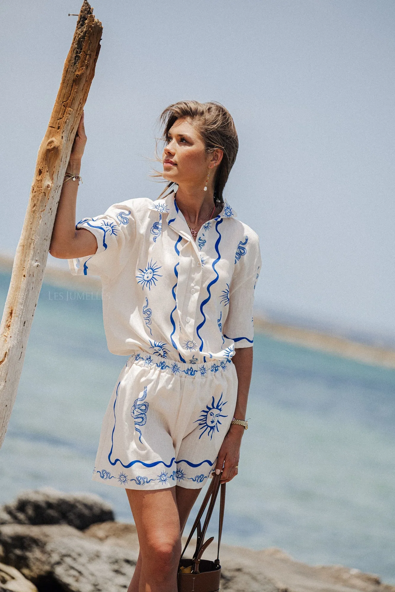 Mayelle printed short sleeved shirt blue