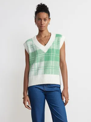 Meadow Green Check Knit Vest