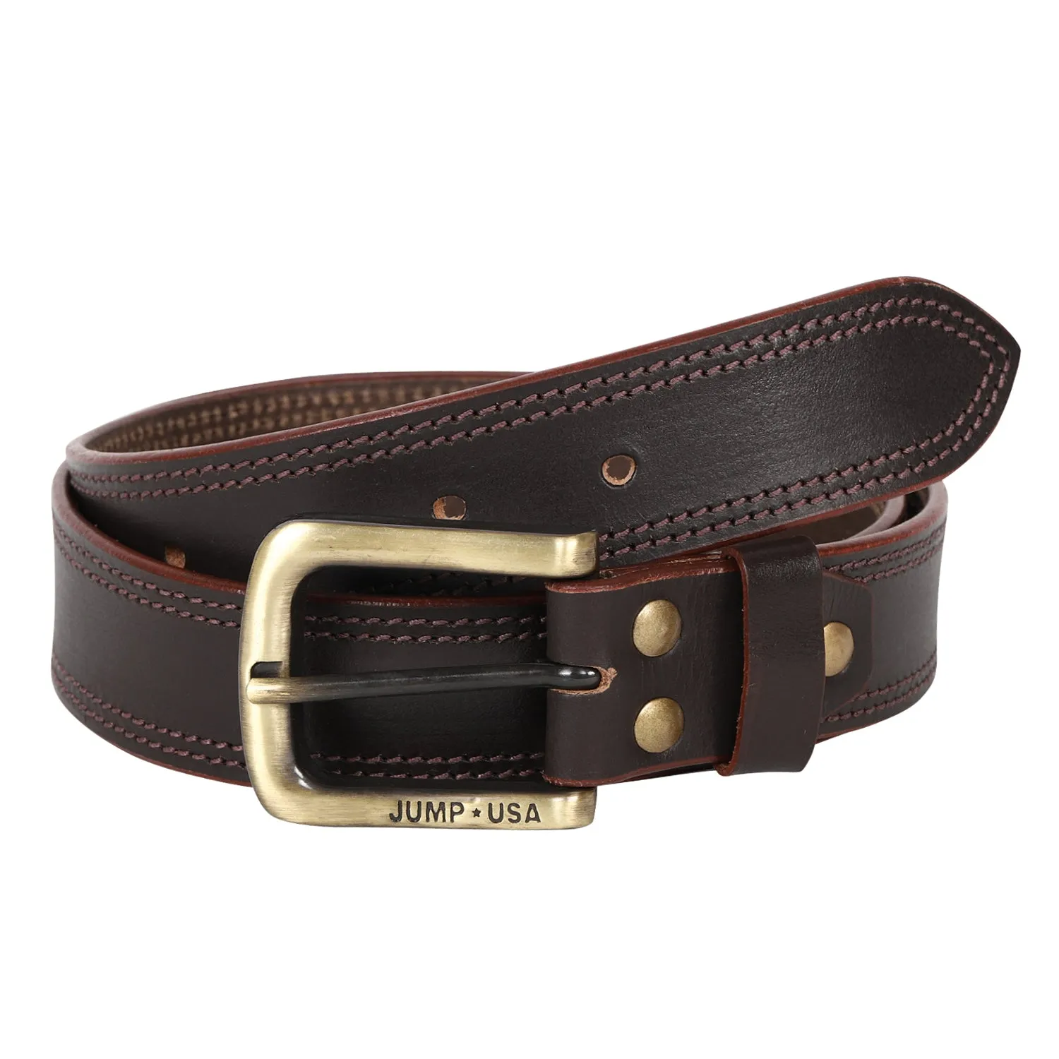 Men Leather Brown Belts With Metal Buckle