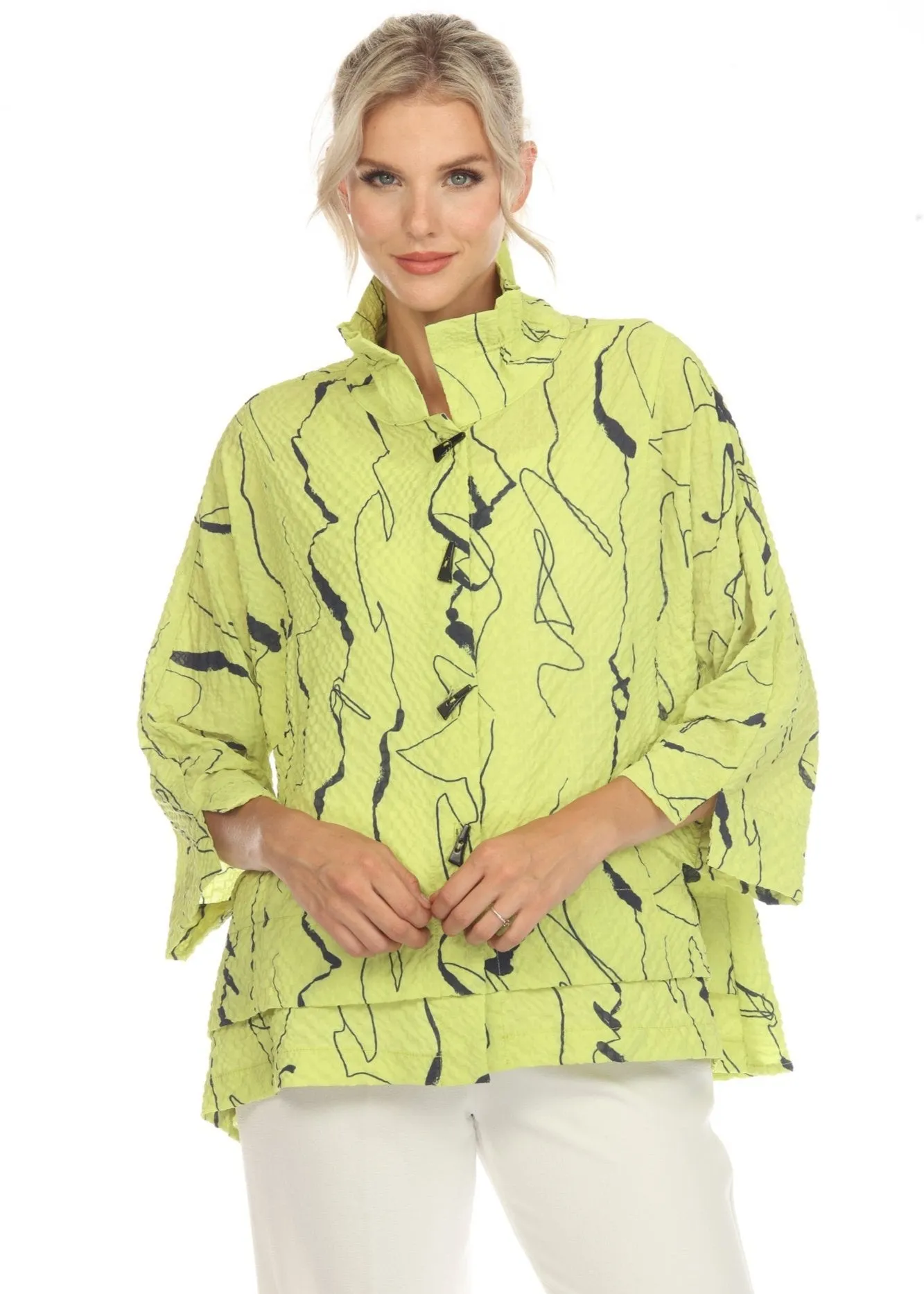 Moonlight Abstract-Print Jacket in Lime - 3662