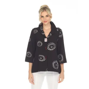 Moonlight Circle Print Shirt With Patch Trim - - Sizes S & XXL!