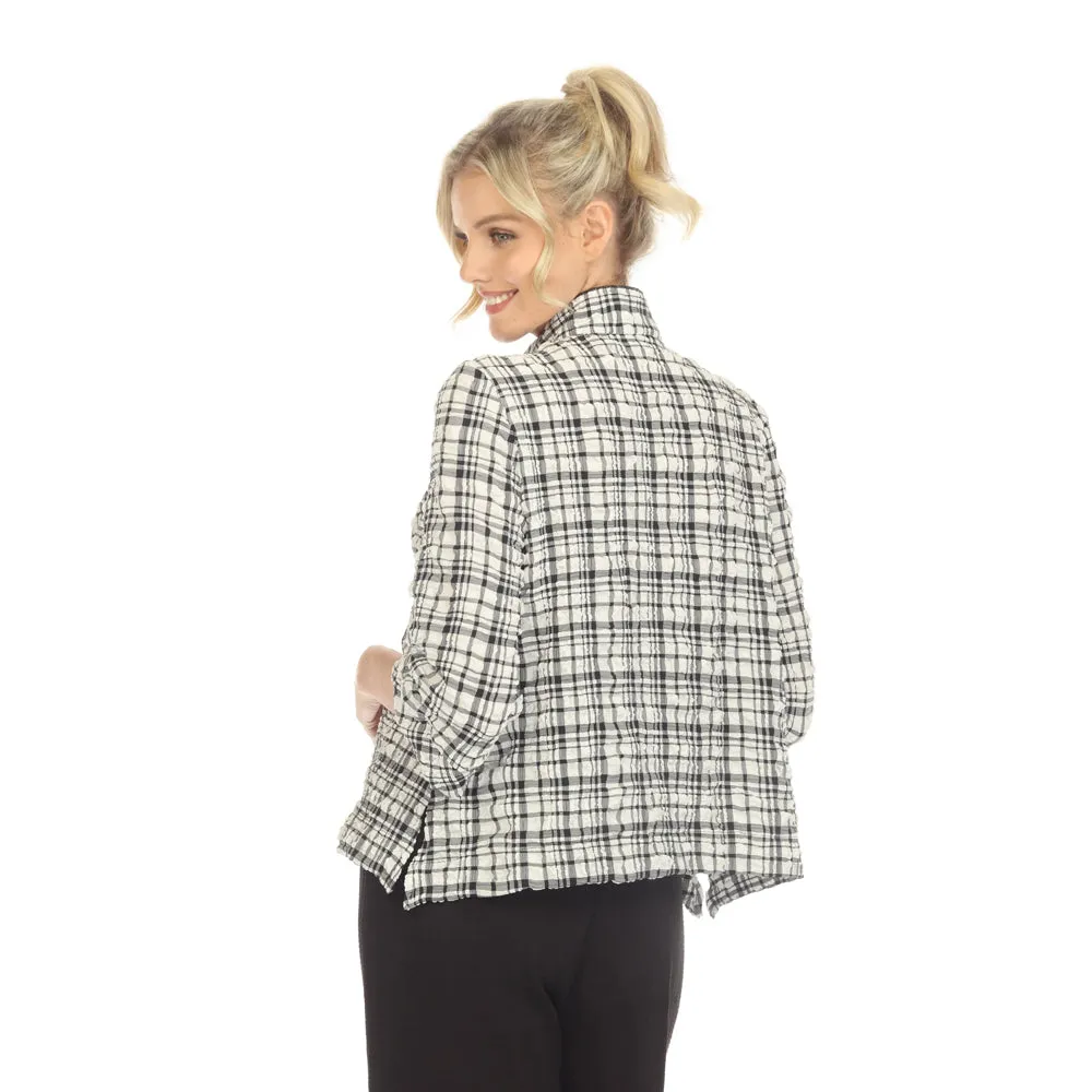 Moonlight Playful Mixed-Plaid Zip Front Jacket - 3882 - Sizes L & XXL Only!